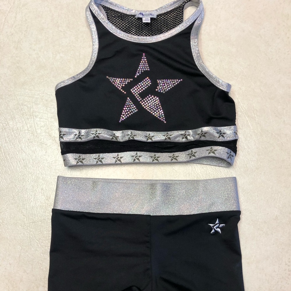 Rebel Athletic YM sports bra & compression shorts.